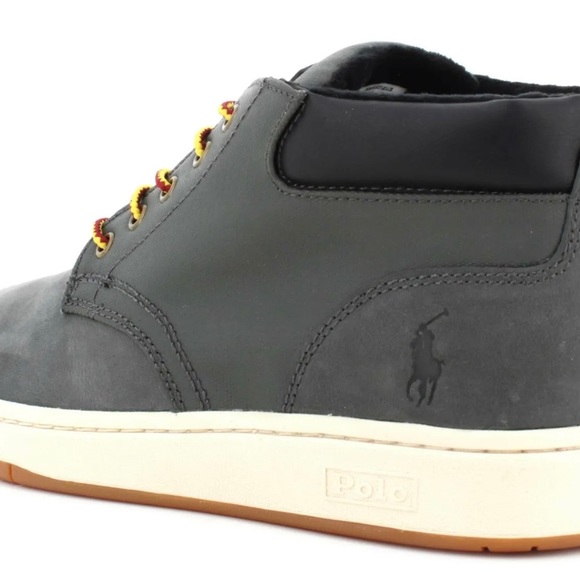 🆕Polo Ralph Lauren leather & synthetic ankle SNEAKER BOOT-BO-LCB gray/wht/blk 8 - Picture 11 of 13